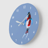 Koi Aquarell Große Wanduhr (Winkel)