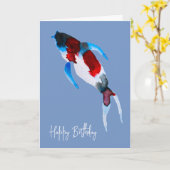 Koi Aquarell Kunst Karte (Gelbe Blume)