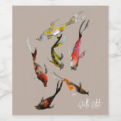 Koi-Aquarell Weinetikett (Einzelnes Label)