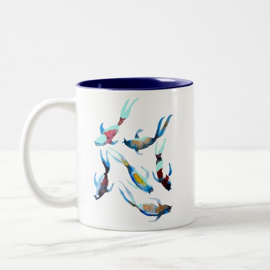 Koi Aquarell Zweifarbige Tasse (Links)