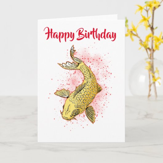 Koi Birthday  Karte (Gelbe Blume)