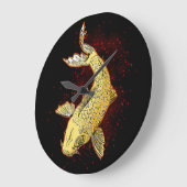 Koi Black  Große Wanduhr (Winkel)