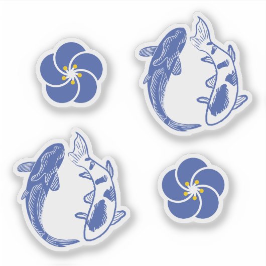 Koi Blossom Crest: Serene Blue Edition Aufkleber (Vorderseite)