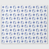 Koi Blossom Crest: Serene Blue Edition Geschenkpapier (Flach)