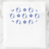 Koi Blossom Crest: Serene Blue Edition Ovaler Aufkleber (Tasche)