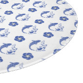 Koi Blossom Crest: Serene Blue Edition Schneidebrett (Ecke)