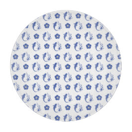 Koi Blossom Crest: Serene Blue Edition Schneidebrett