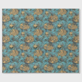 Koi Carp Aquamarin Geschenkpapier (Flach)