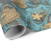 Koi Carp Aquamarin Geschenkpapier (Rolleneckpunkt)