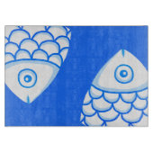 Koi Carp Fish Blue Abstrakte Schnittpappe Schneidebrett (Vorderseite)