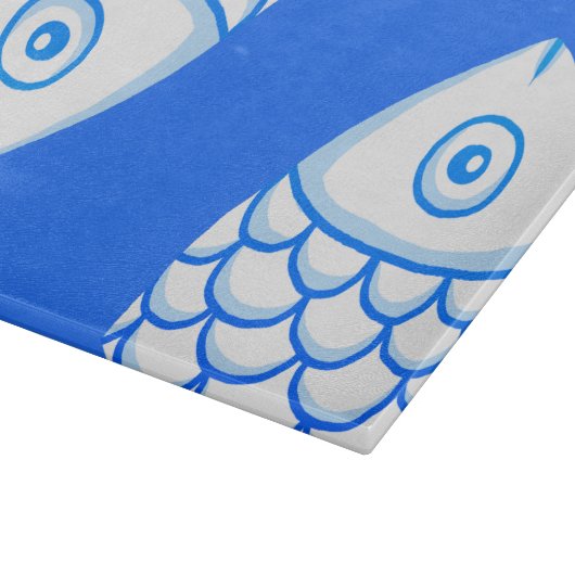 Koi Carp Fish Blue Abstrakte Schnittpappe Schneidebrett (Ecke)