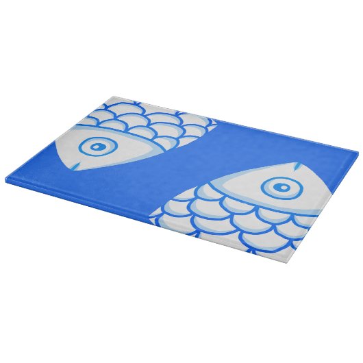 Koi Carp Fish Blue Abstrakte Schnittpappe Schneidebrett (Ecke)