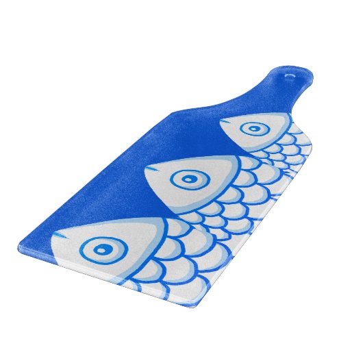 Koi Carp Fish Blue Abstrakte Schnittpappe Schneidebrett (Ecke)