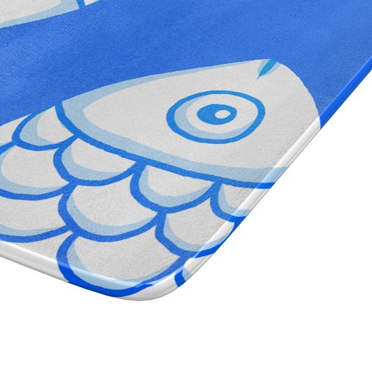 Koi Carp Fish Blue Abstrakte Schnittpappe Schneidebrett (Ecke)