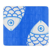 Koi Carp Fish Blue Abstrakte Schnittpappe Schneidebrett (Vorderseite)
