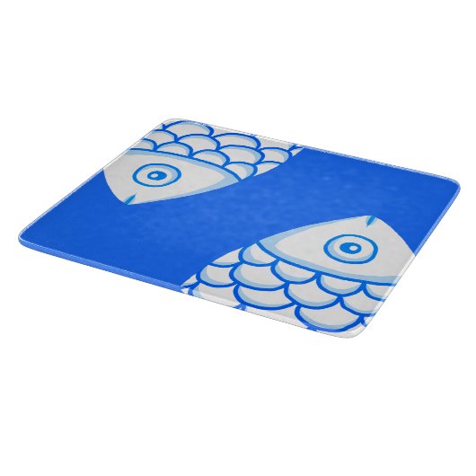Koi Carp Fish Blue Abstrakte Schnittpappe Schneidebrett (Ecke)