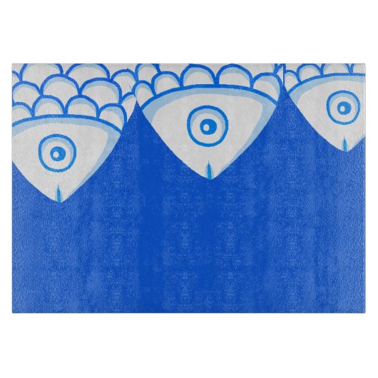 Koi Carp Fish Blue Abstrakte Schnittpappe Schneidebrett (Vorderseite)