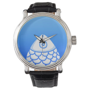 Koi Carp Fish Chinoiserie Chic Blau Armbanduhr