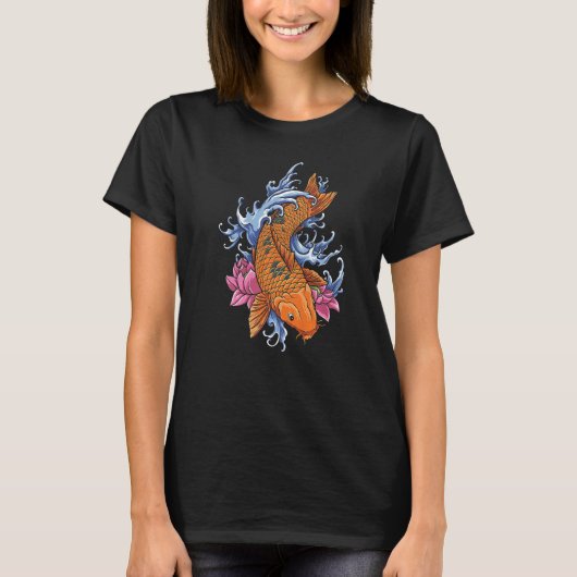 Koi Carp Fish Graphic Koi Blume T-Shirt (Vorderseite)