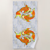 Koi Carp Fish Orange Green Strandtuch (Vorderseite)