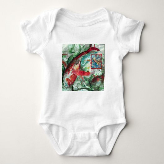 Koi Carp Fish Painting Baby Strampler (Vorderseite)