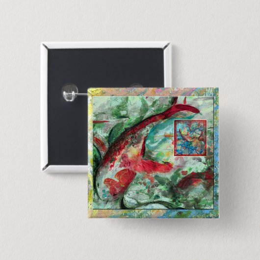 Koi Carp Fish Painting Button (Vorne & Hinten)