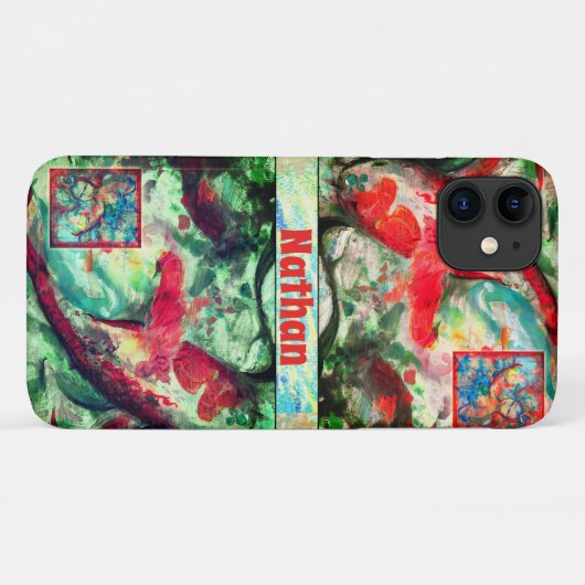 Koi Carp Fish Painting iPhone Case (Rückseite (Horizontal))