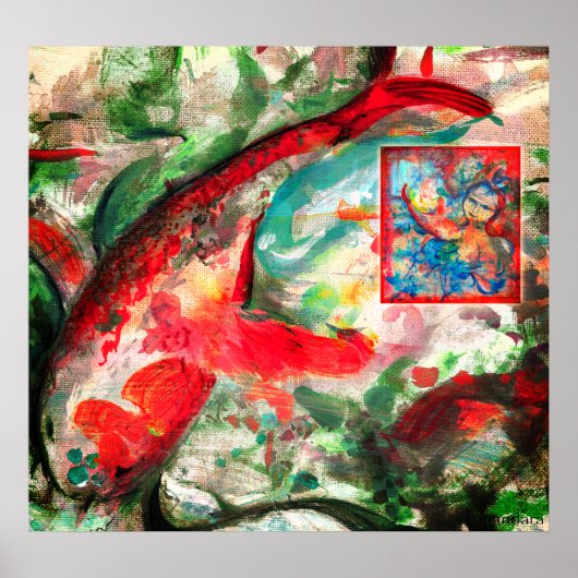 Koi Carp Fish Painting Poster (Vorne)