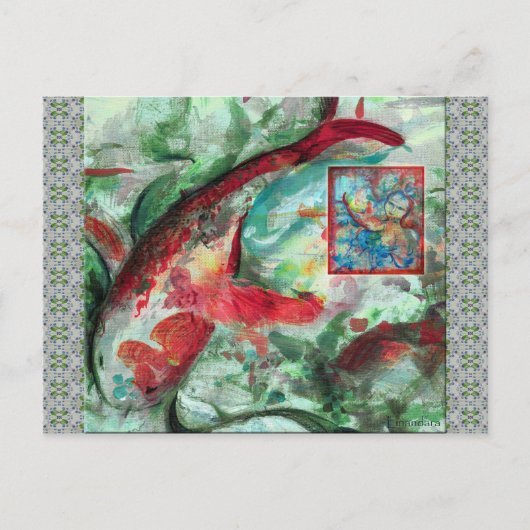 Koi Carp Fish Painting Postkarte (Vorderseite)