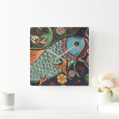 Koi Carp Fish Scale Keramik Muster Quadratische Wanduhr (Zuhause)