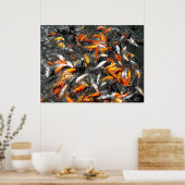 Koi carp fütternd Wahnsinn Poster (Küche)