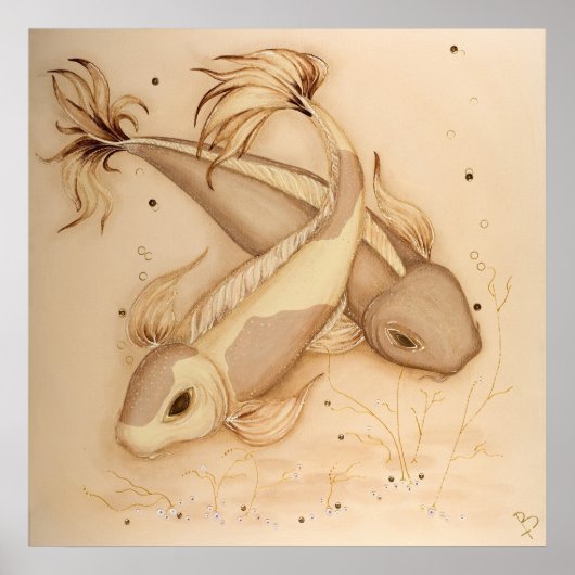 Koi Carp japanische Fische Malerei Art Print Poster (Vorne)