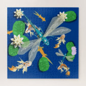 Koi Carp, Water Lily und Blue Dragonflies Puzzle (Horizontal)