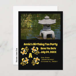 Koi Cartoon Birthday Tea Party Foto Einladungspostkarte