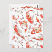 Koi Cherry Blossom Pattern Postkarte (Vorne/Hinten)