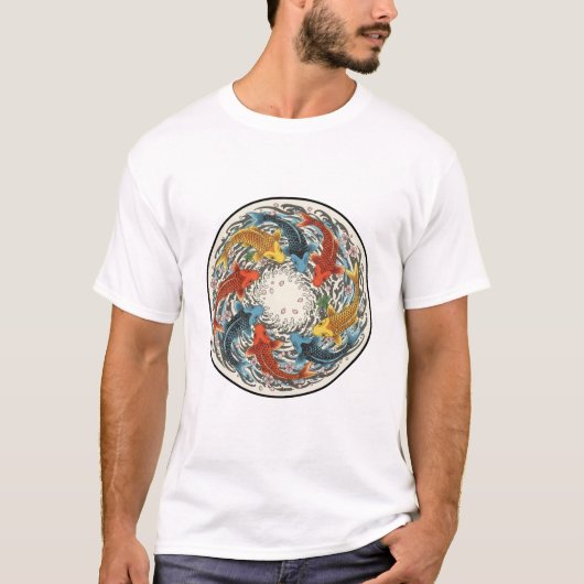 Koi Circle Floral Vortex T-Shirt (Vorderseite)