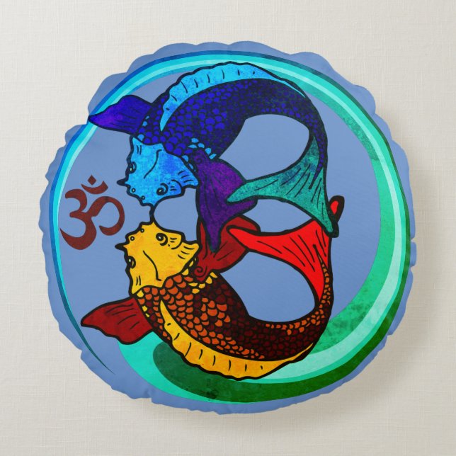 Koi Compassion Rundes Kissen (Vorderseite)