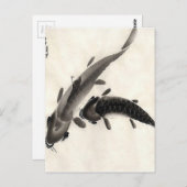 Koi Fisch-Aquarell Postkarte (Vorne/Hinten)