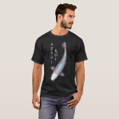 Koi-Fisch Asagi-Sorte - klein mit weißem Text link T-Shirt (Vorne ganz)