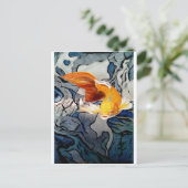 Koi Fisch auf Metall "Schwimmen durch Farben" Postkarte (Stehend Vorderseite)