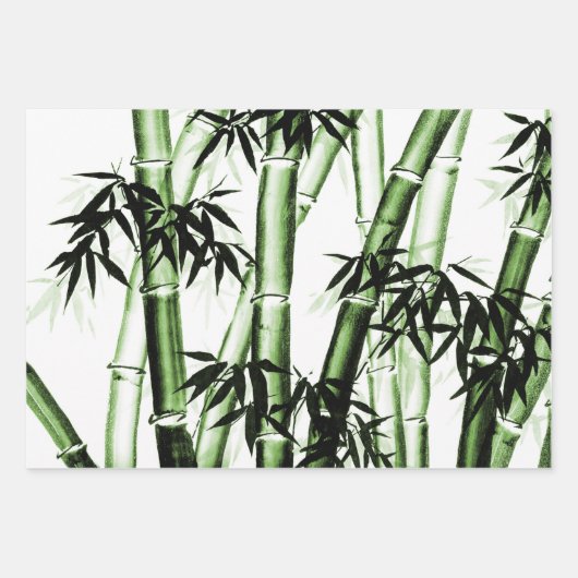 Koi Fisch, Bamboo, Pflaumenblümchen Geschenkpapier Set (Vorderseite 2)