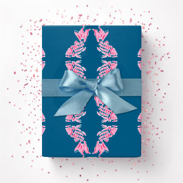 Koi-Fisch-Chinoiserie-Ogee in Rosa und Tief-Aqua Geschenkpapier