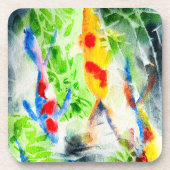 Koi Fisch farbige Aquarellkunst Getränkeuntersetzer (Vorderseite)