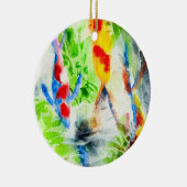 Koi Fisch farbige Aquarellkunst Keramik Ornament (Rechts)