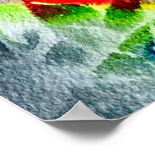 Koi Fisch farbige Aquarellkunst Poster (Ecke)