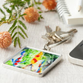 Koi Fisch farbige Aquarellkunst Schlüsselanhänger (Seite)