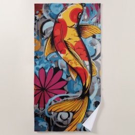 Koi-Fisch-Graffiti-Pop-Art Strandtuch