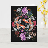 Koi Fisch-Gruß-Karte Karte (Gelbe Blume)
