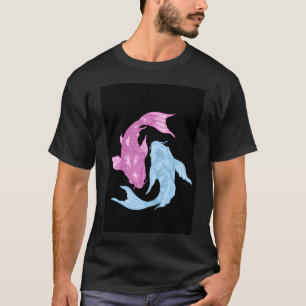 Koi-Fisch-Illustration Rosa und Blau T-Shirt