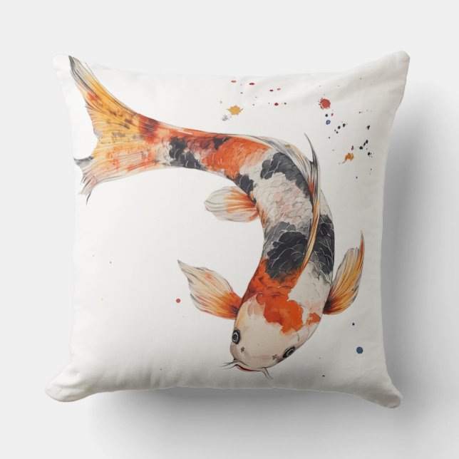 🐟 Koi-Fisch in Aquarelle: Harmonie in Bewegung Kissen (Vorderseite)